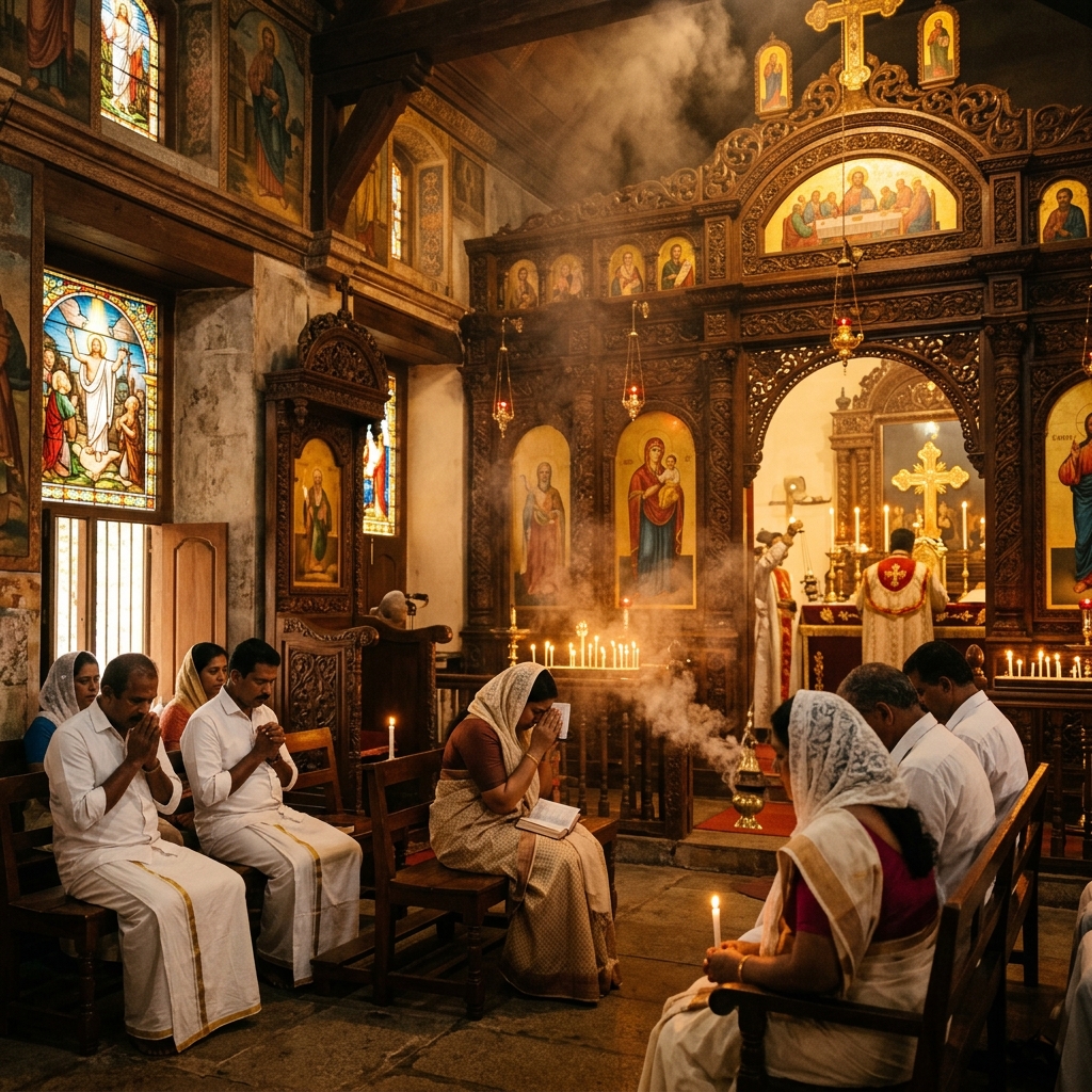 Prayer and worship inside the Dayra chapel